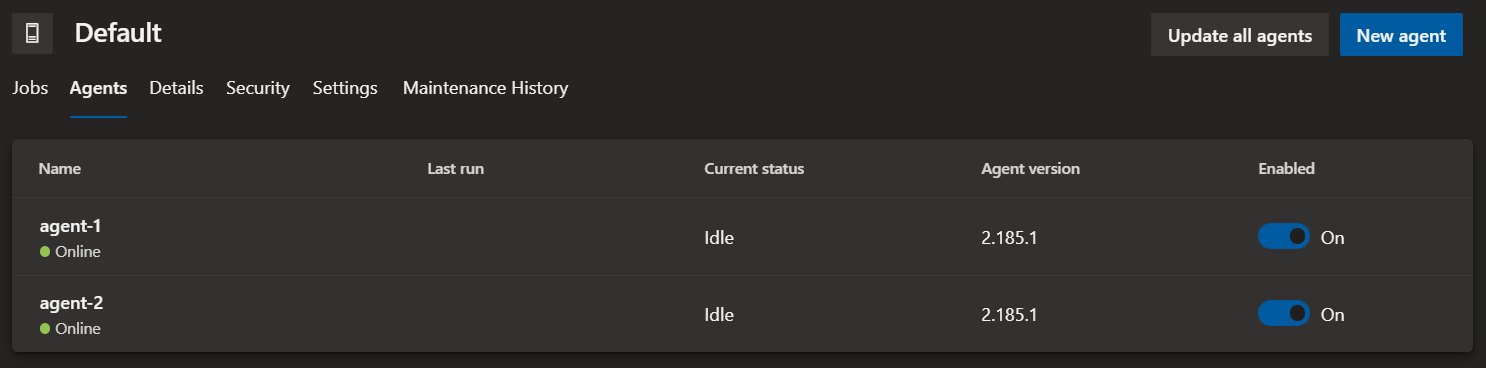 Default Azure DevOps pool with multiple agents